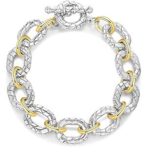 Two Tone Italian Designer Inspired Chain Link  Chunky Rope Bracelets for Women